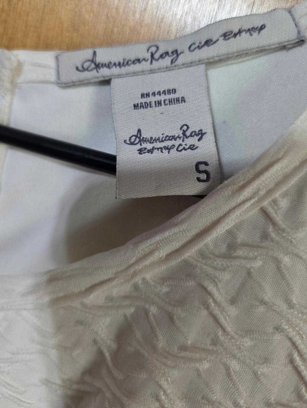 American Rag Cie Cream Textured Fit-and-Flare Dress with Crochet Waist- Size-S - Picture 4 of 4